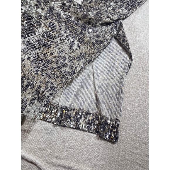 Fifteen Twenty Women’s Small Tan Sequin Open-Front Cardigan Kimono Sparkle Party - Picture 7 of 10